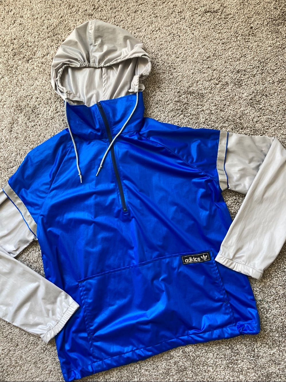 Vintage 80s 90s Adidas Originals Half Zip Hooded Windbreaker Gamex RARE sz S